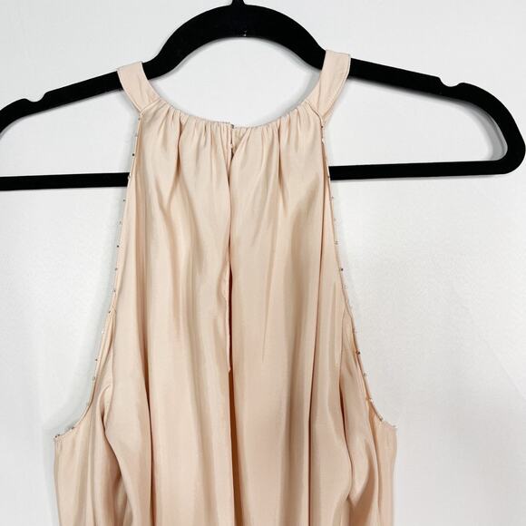 Ramy Brook XSmall Blush Pink The Jackson Cold Shoulder Studded Blouse Top Satin - Picture 8 of 13